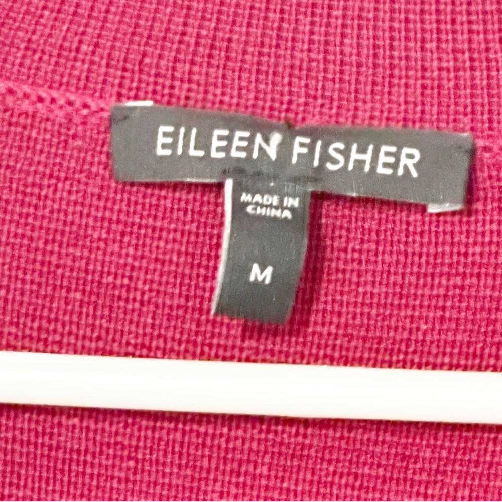 Eileen Fisher Size Medium Red Boiled Merino Wool Button Front Jacket - Picture 3 of 5